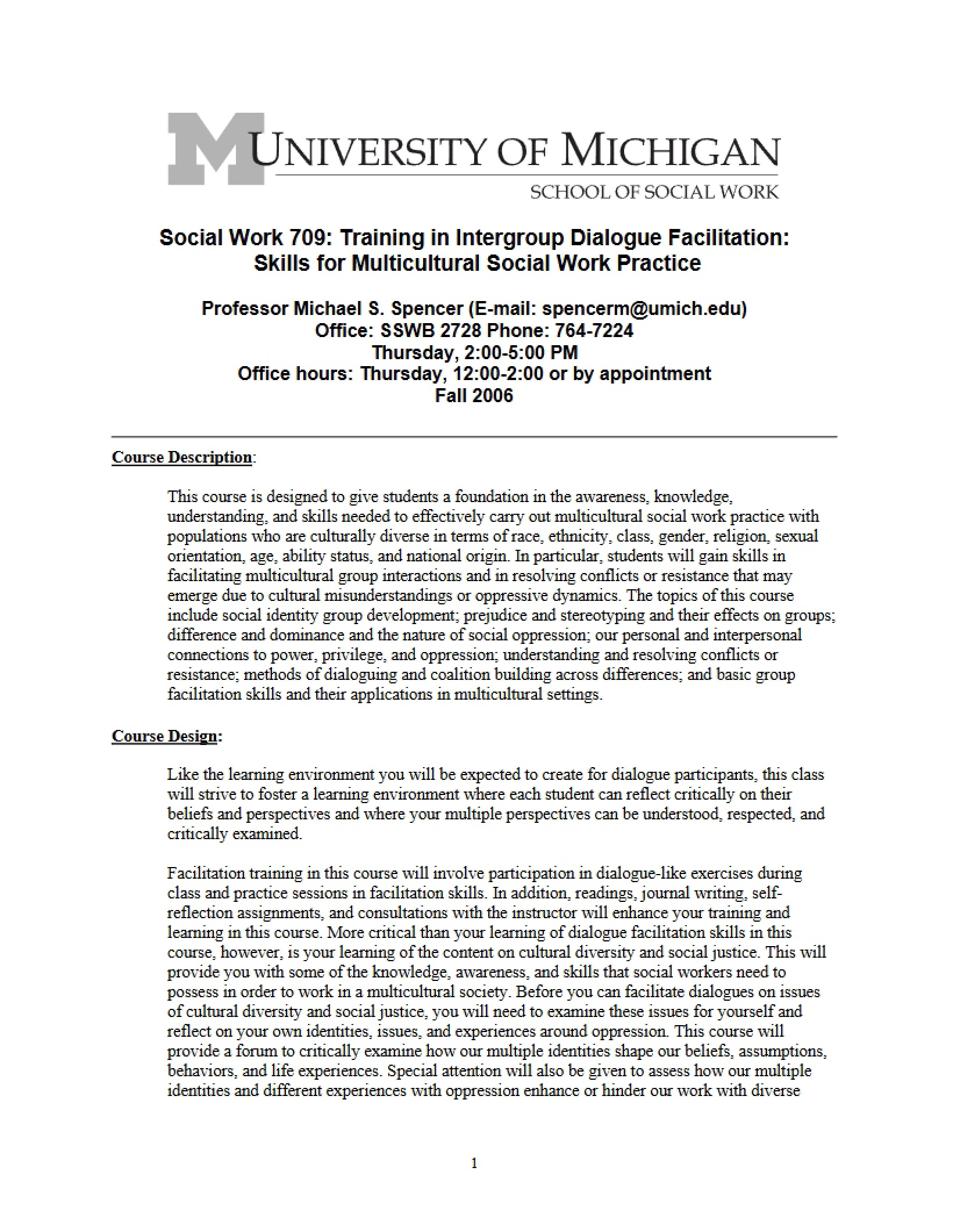 Training Syllabus SW 709
