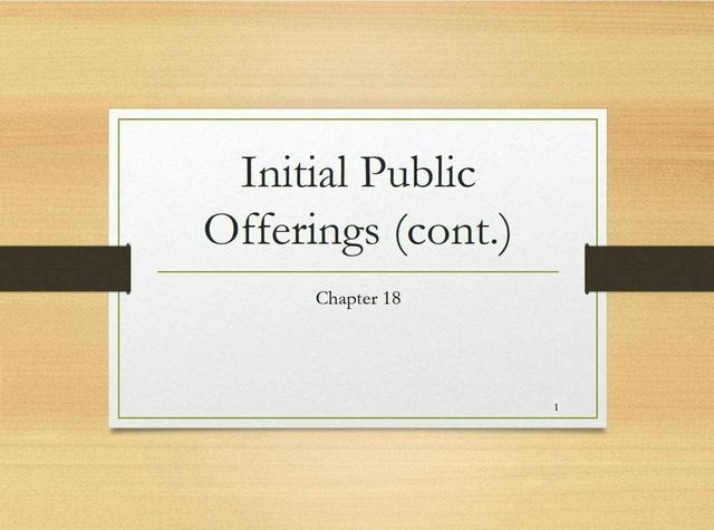 Notes and Problems - Initial Public Offerings