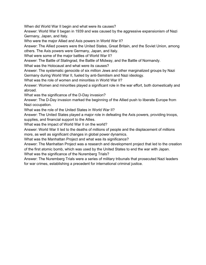 World War II - Causes, Major Battles, and Impact