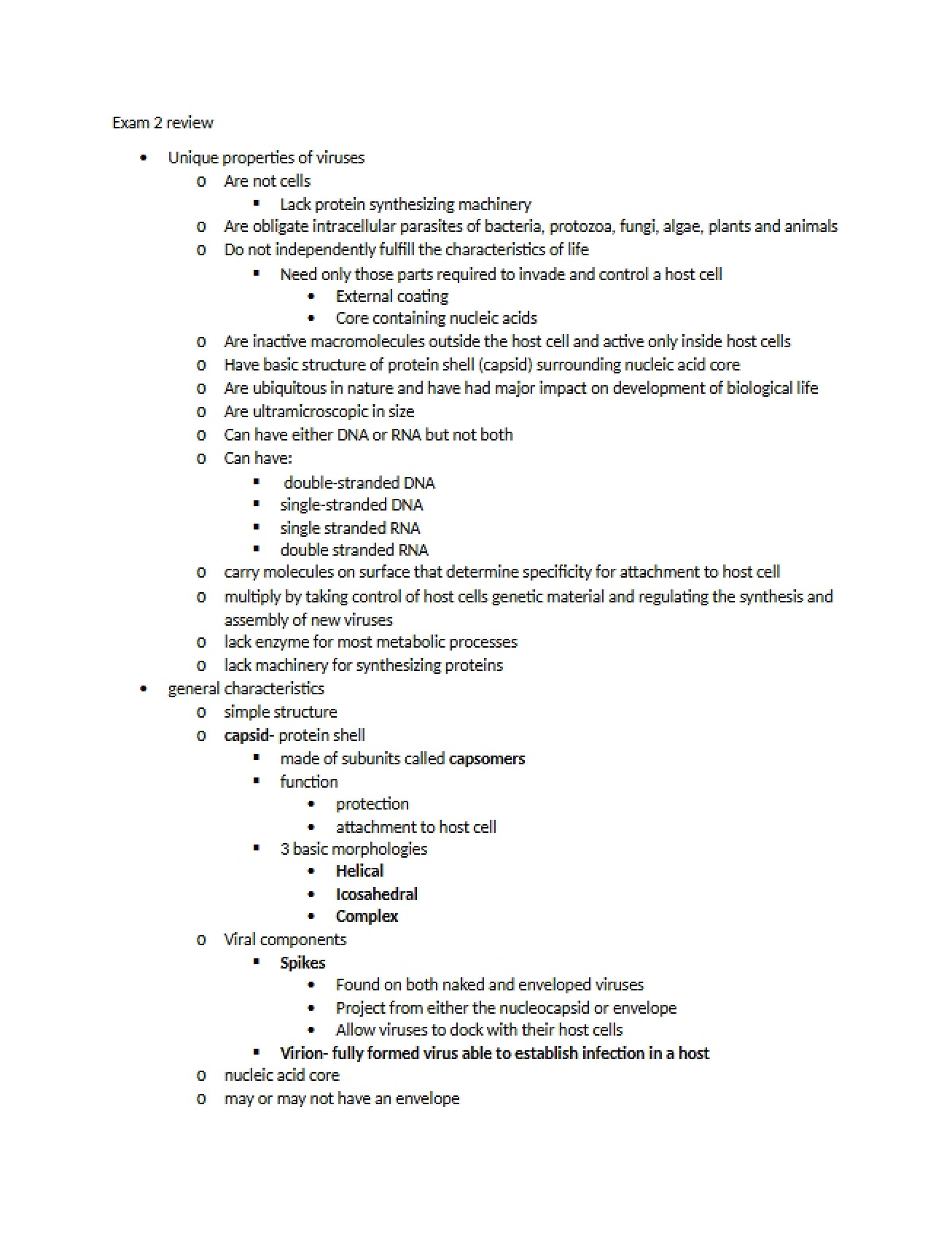 Review Materials Exam 2