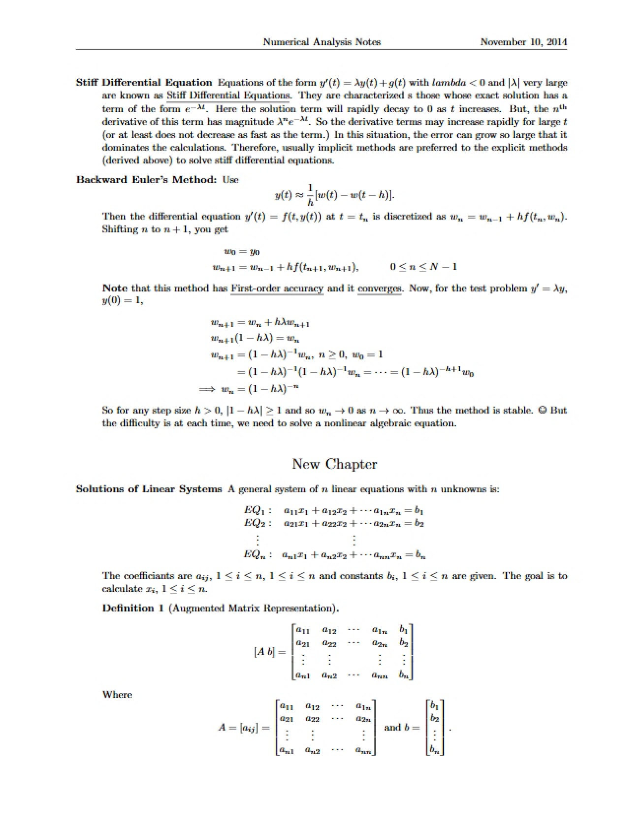 Numerical Analysis - Course Notes