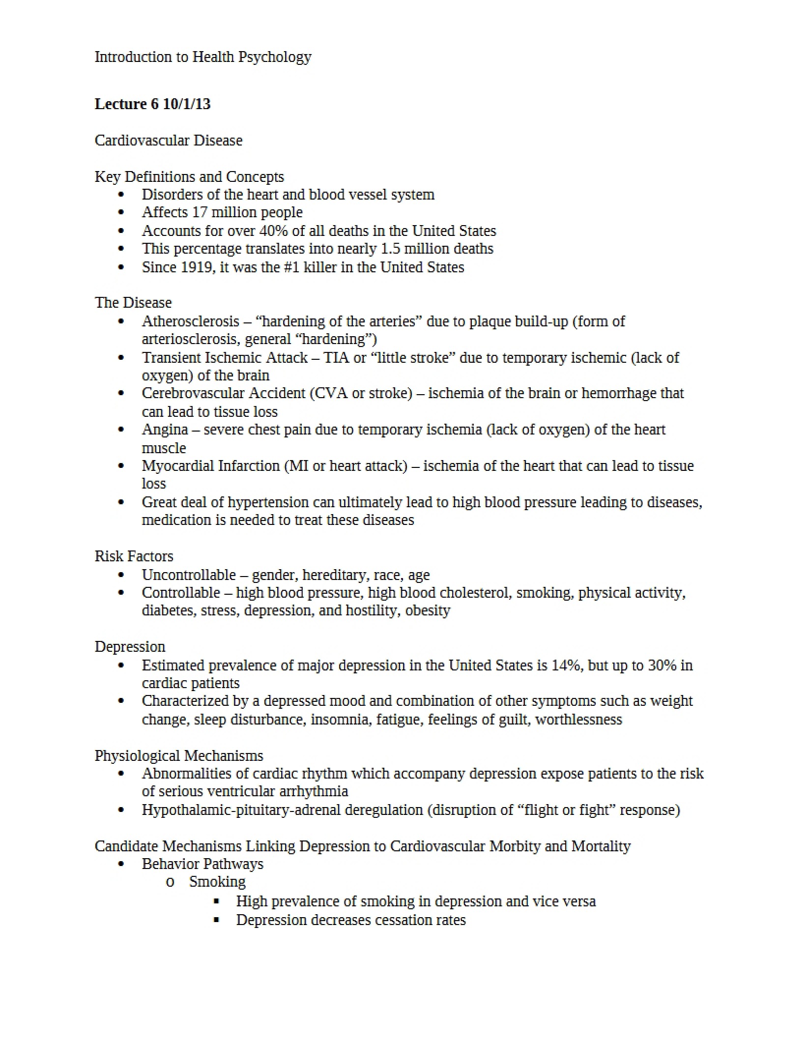 Disease of the Cardiovascular System