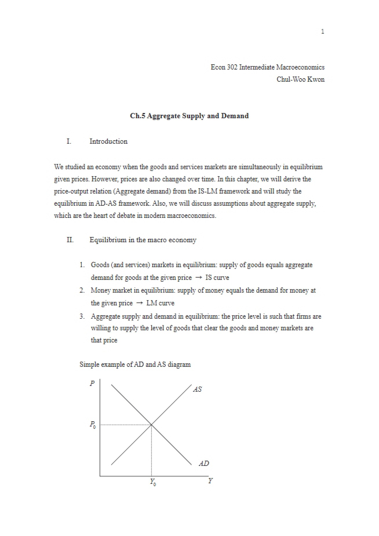Chapter Five An Analysis of Aggregate Supply and Demand
