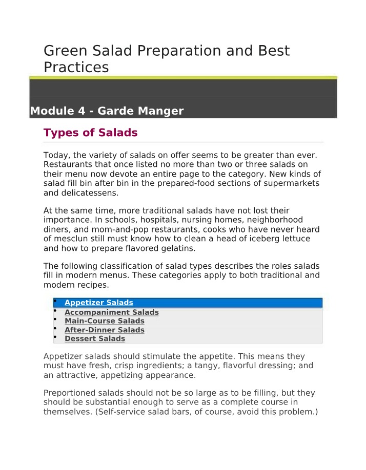 Types of Salads - From Appetizers to Desserts