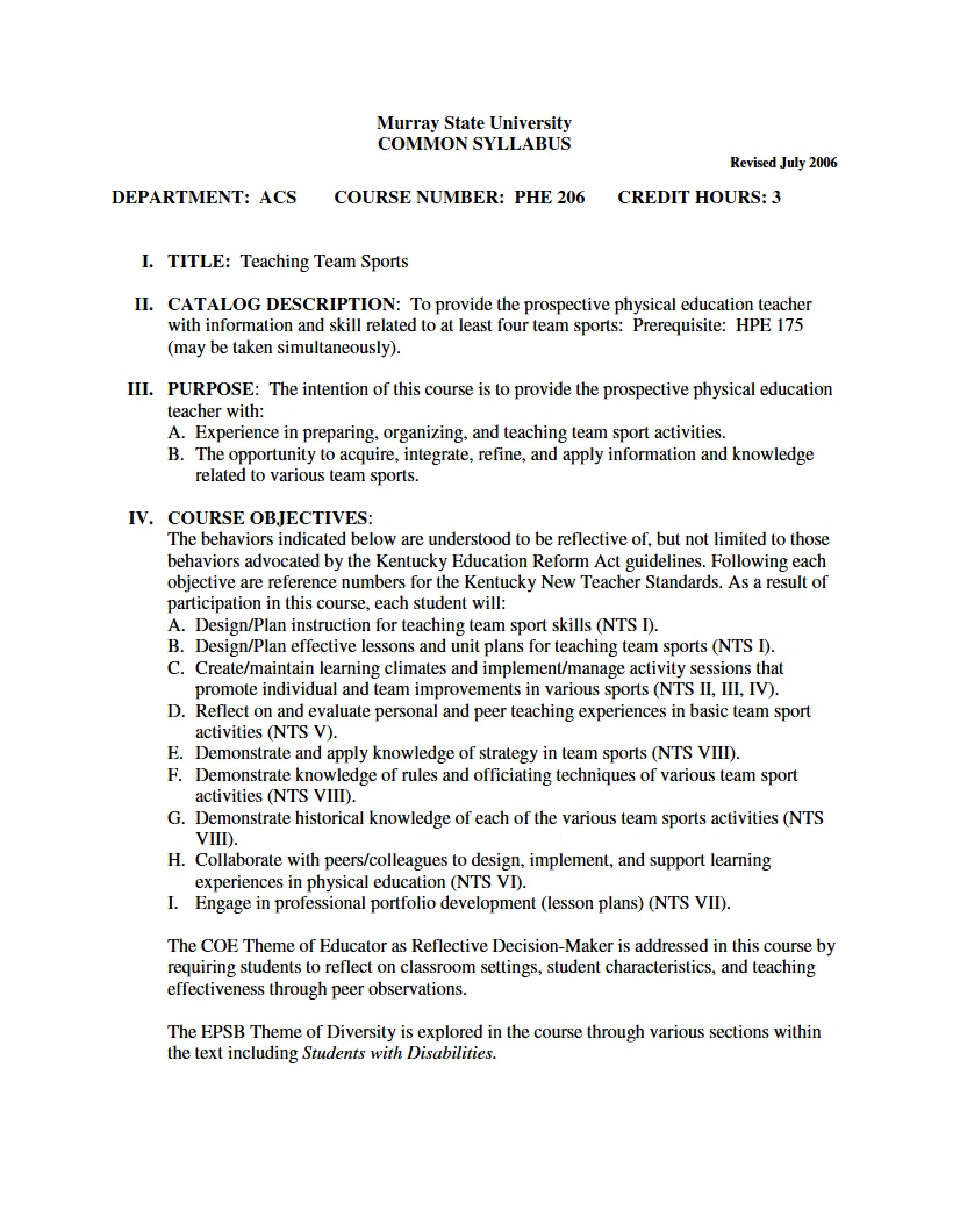 Syllabus - 3 Pages