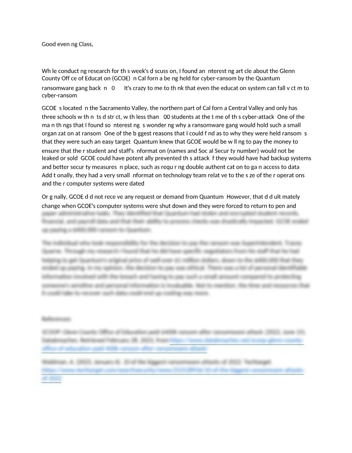 Lessons from the Cyber-Ransom Attack on Glenn County Office of Education
