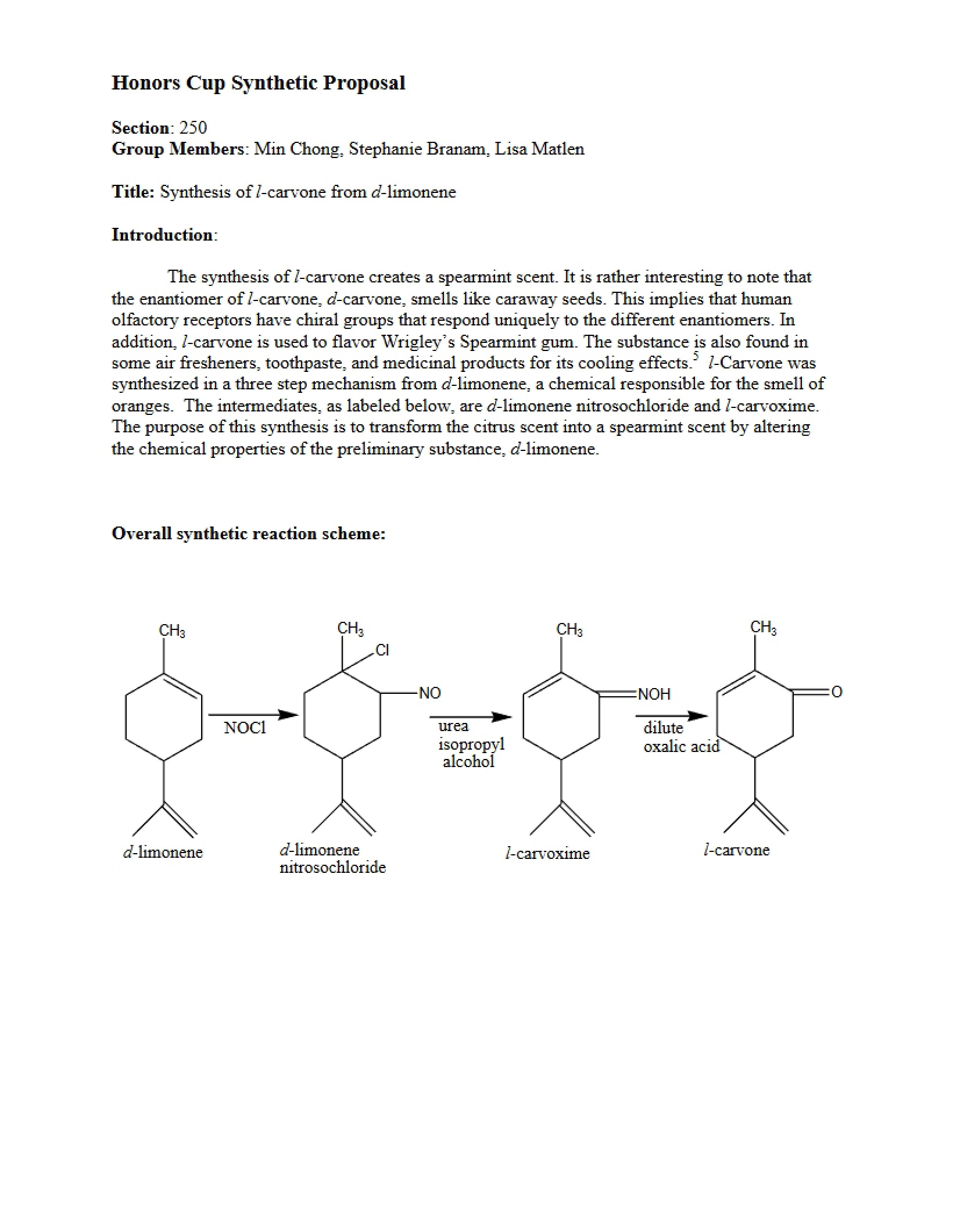 d-limonene to l-carvone Synthesis
