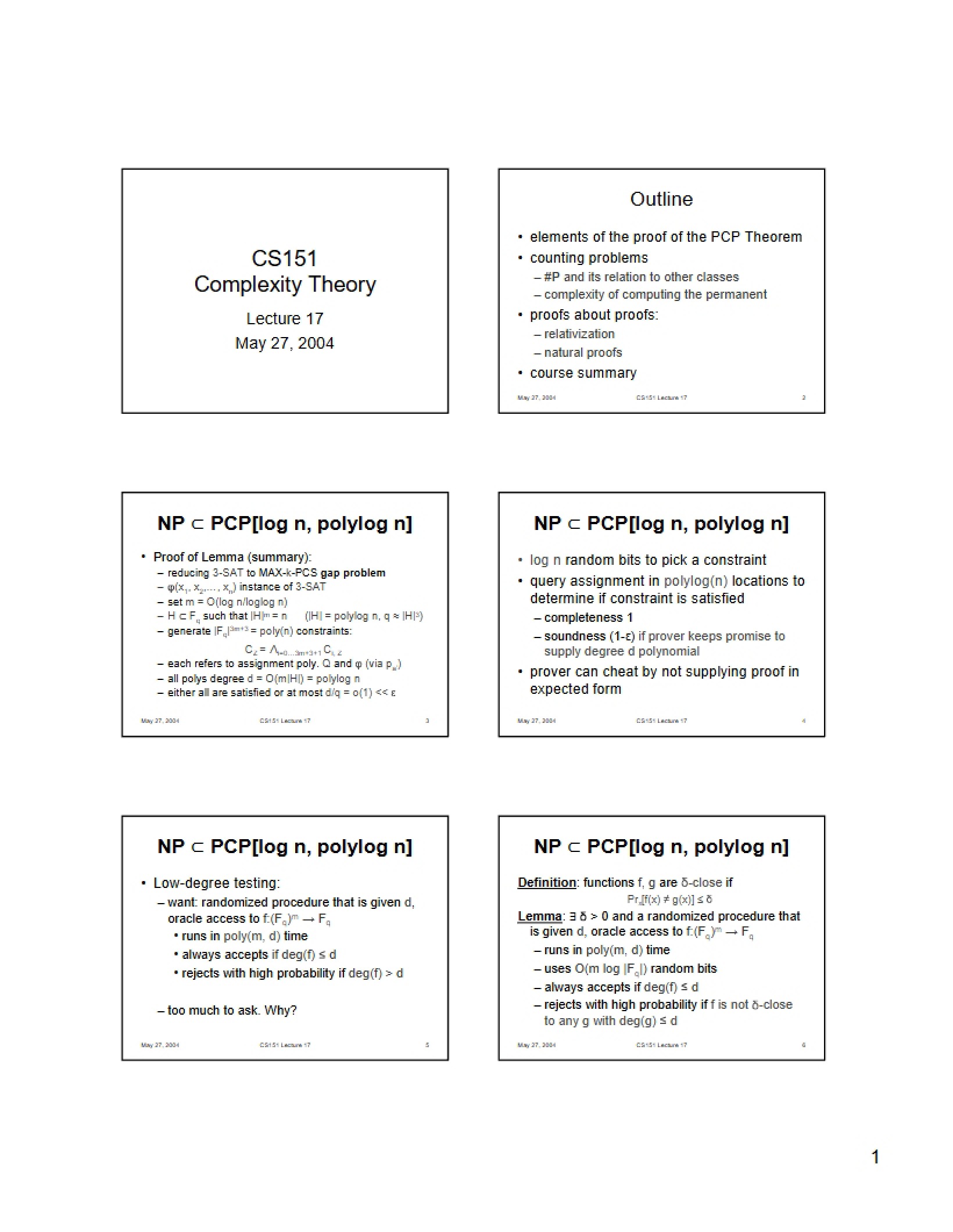 Complexity Theory Examination