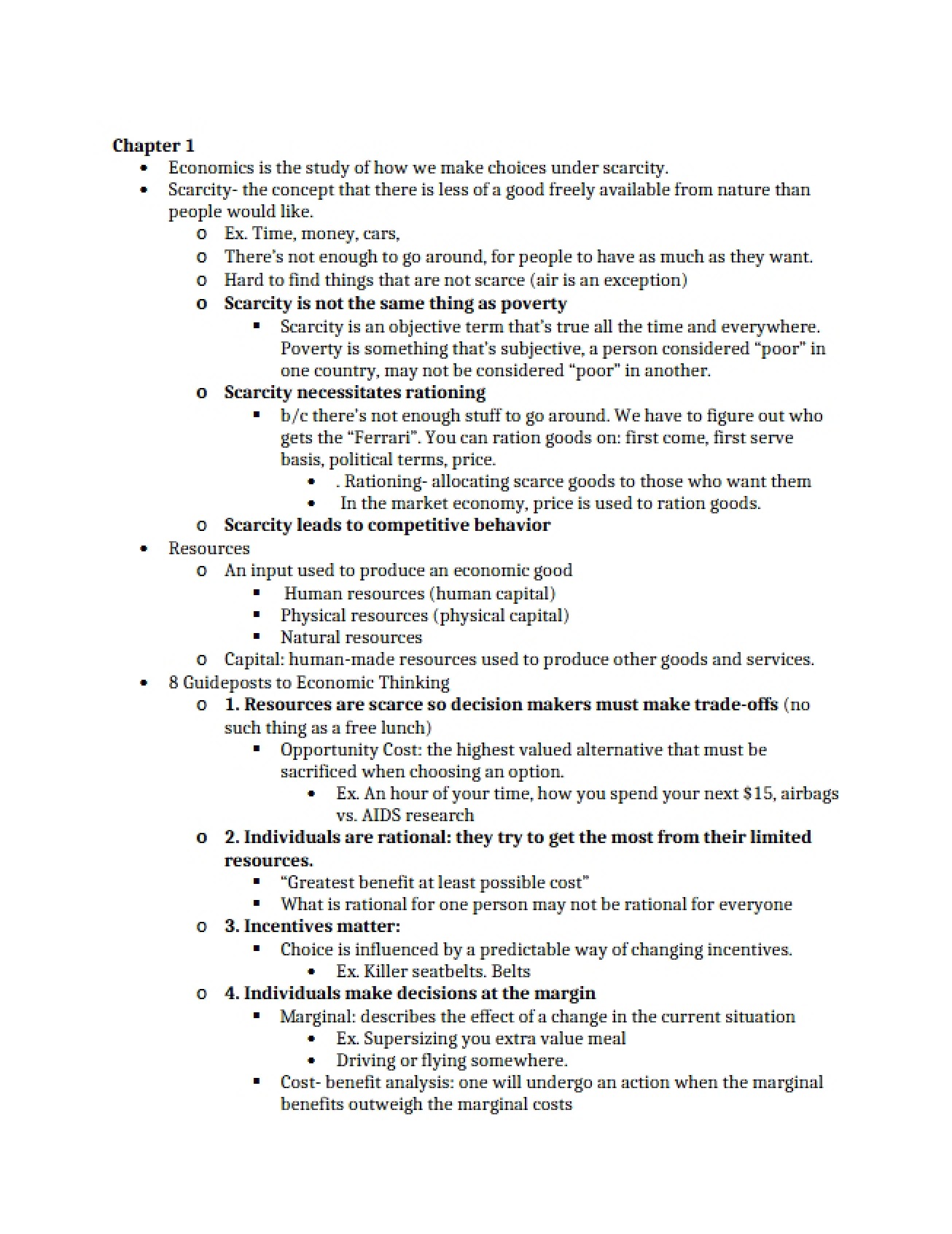 Summary of the First Chapter of Microeconomics