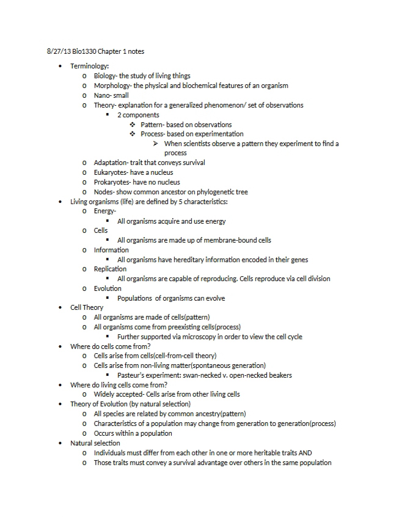 Notes on the First Chapter of Functional Biology