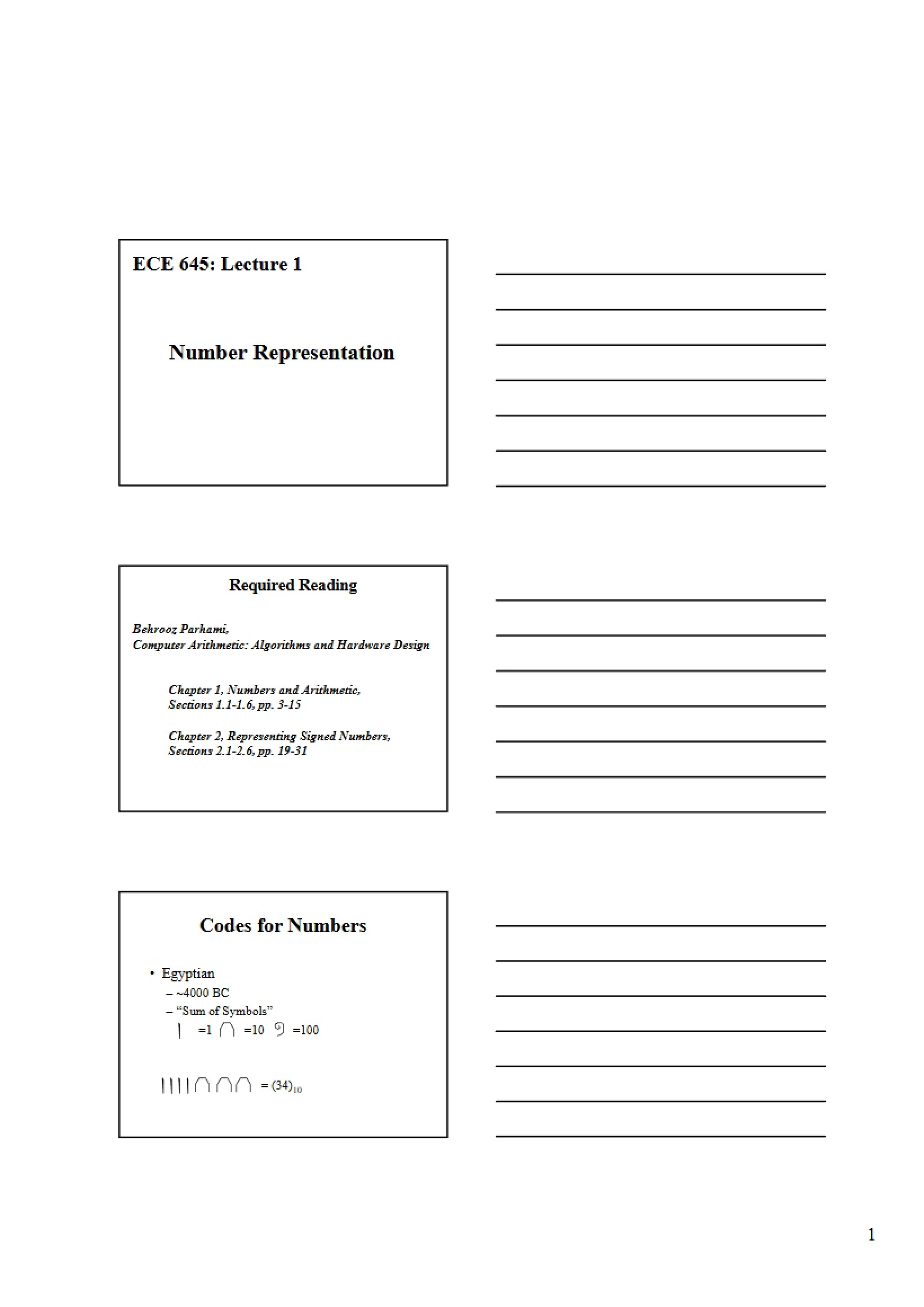 Lecture 1 Number Representation