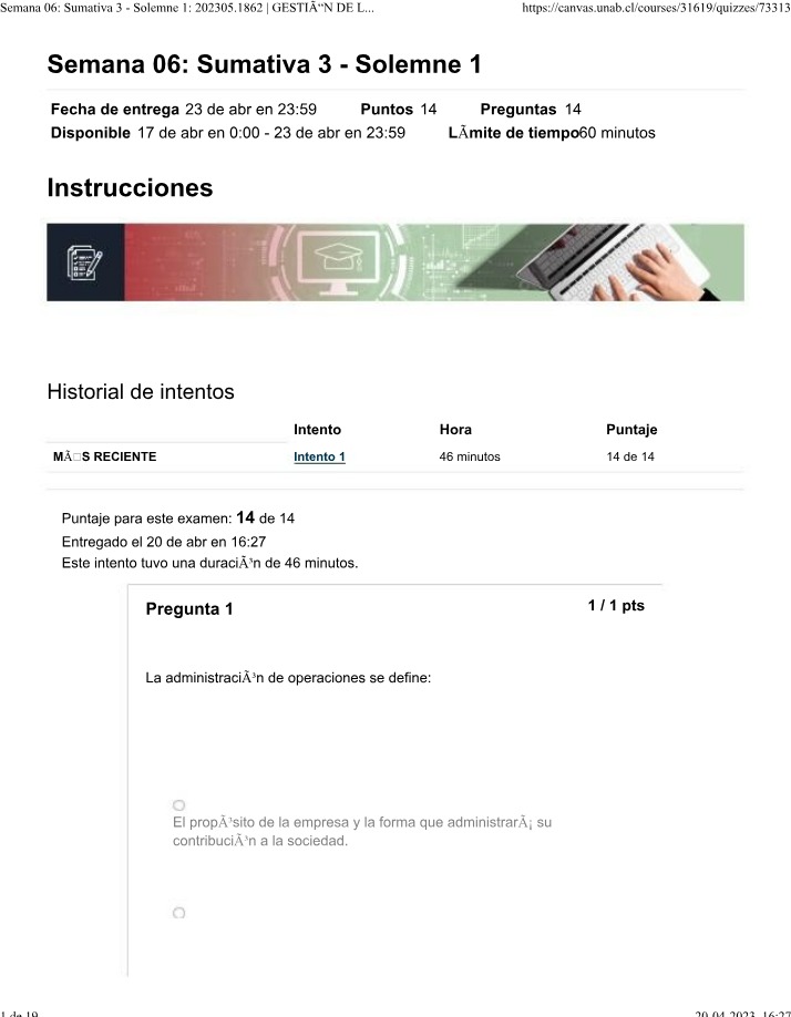 Gestion de Operaciones - Sumativa 3 (Solemne 1)