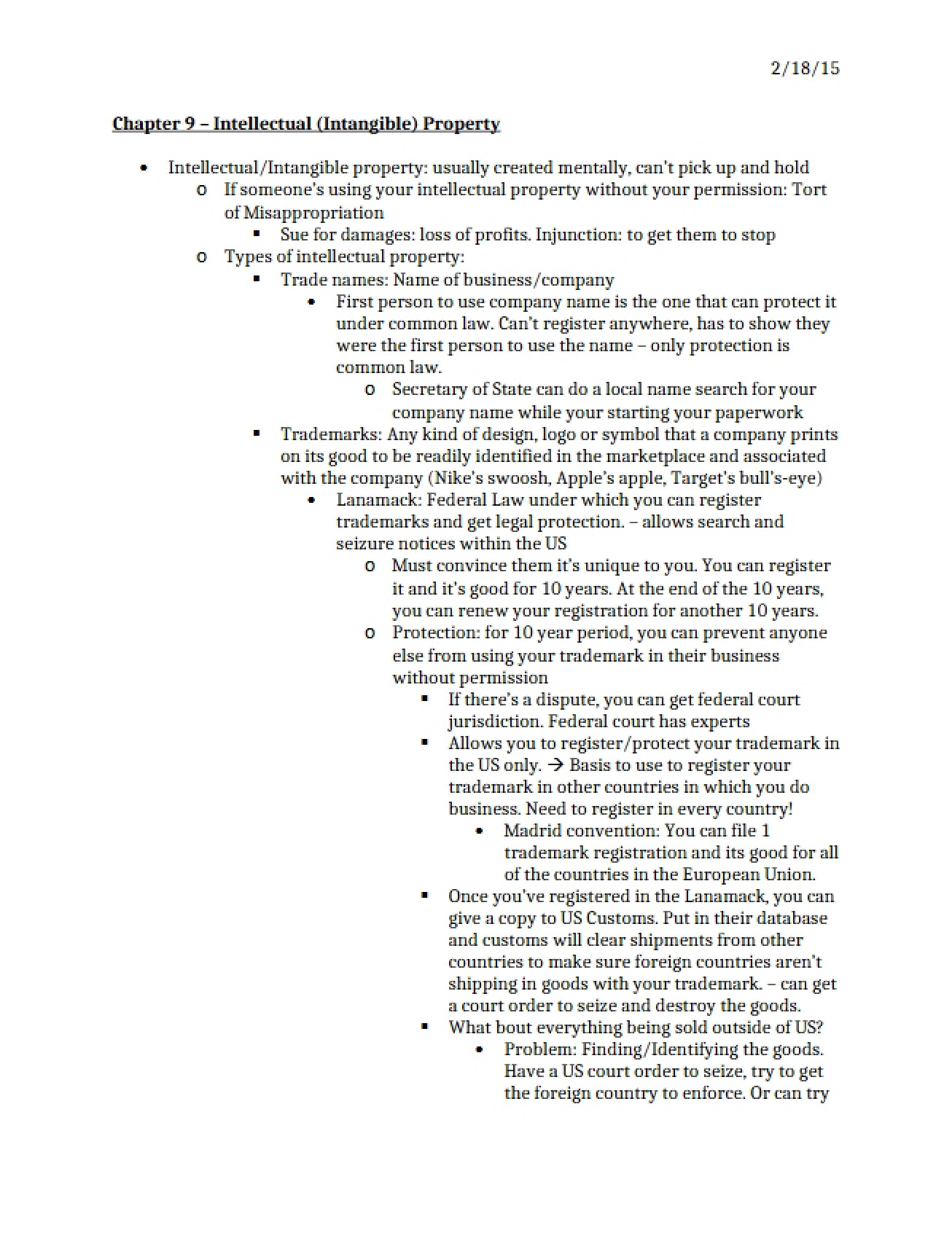 Intangible Intellectual Property Chapter 9
