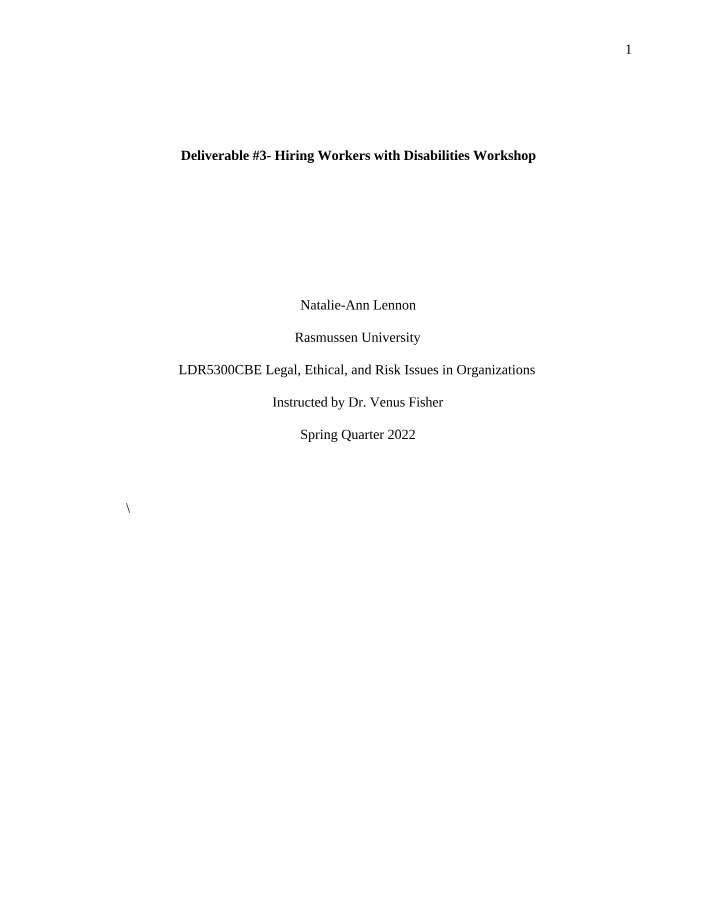 Workshop on Hiring Workers with Disabilities