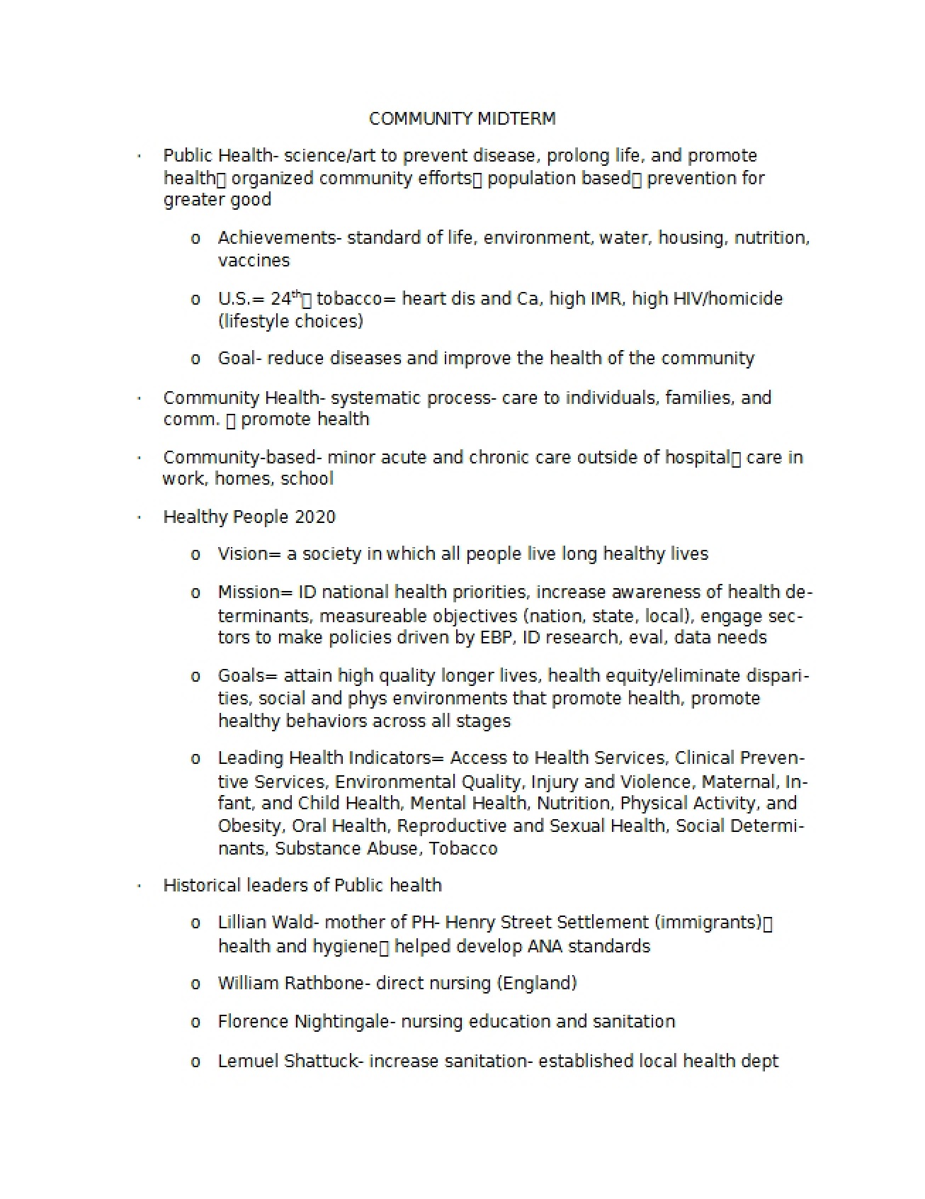 Community Health Midterm