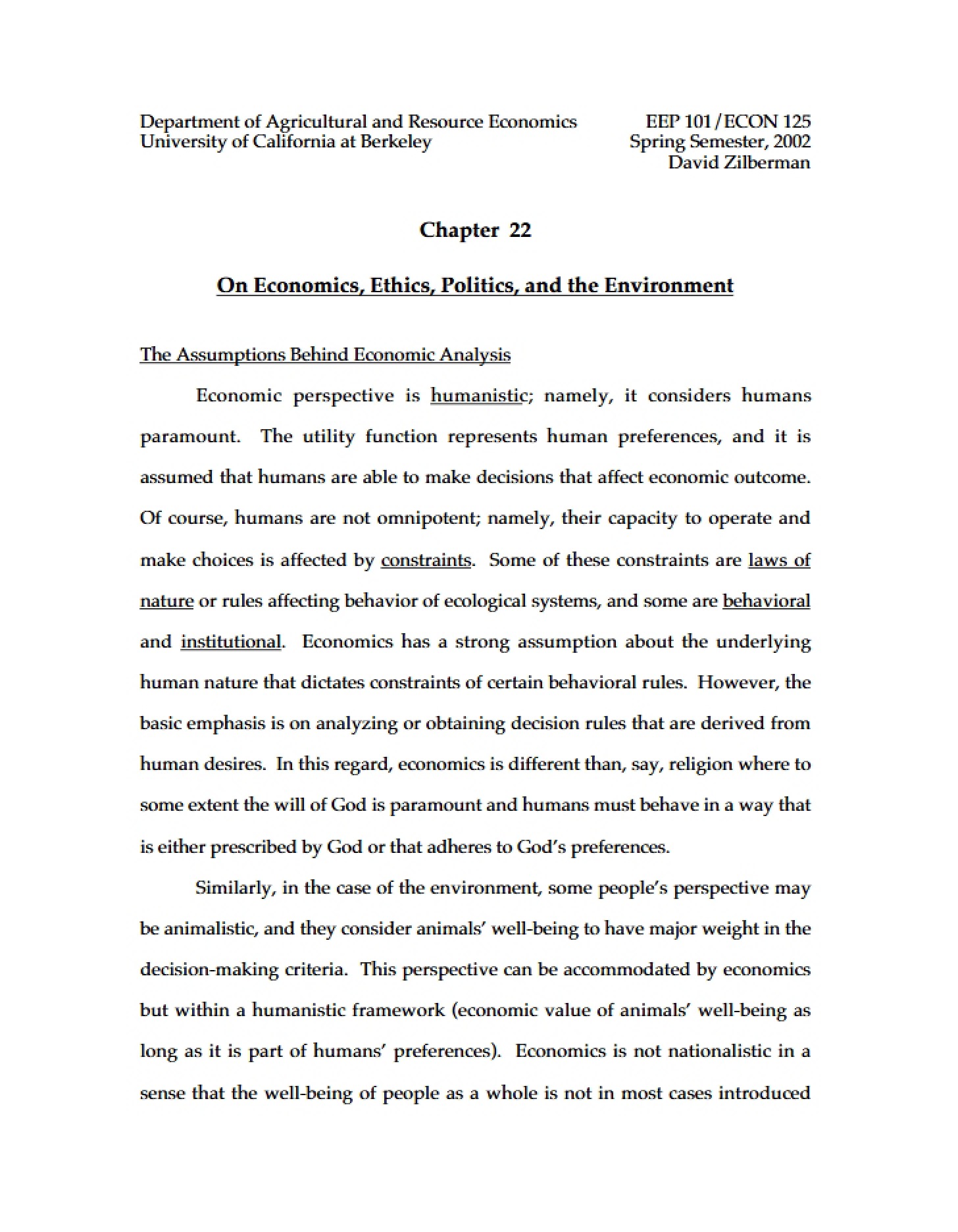 Environment Politics, Ethics, and Economics