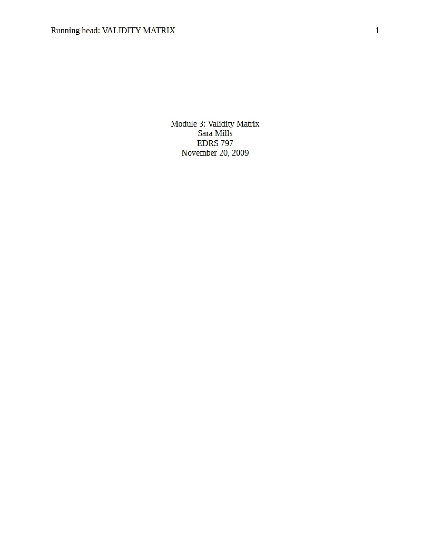 Validity Matrix Module Three