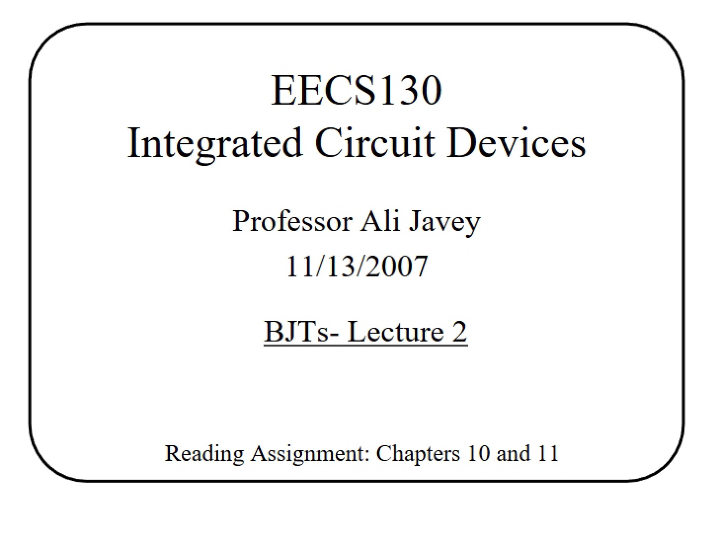 Lecture 2 BJTs