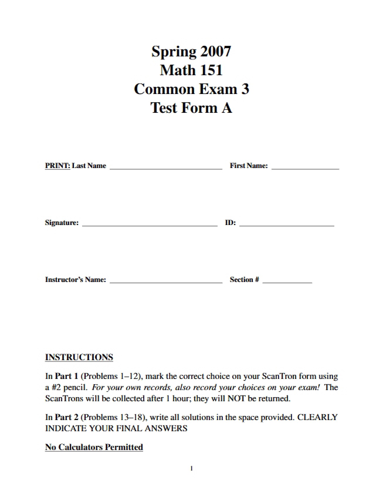 Common Examination Three