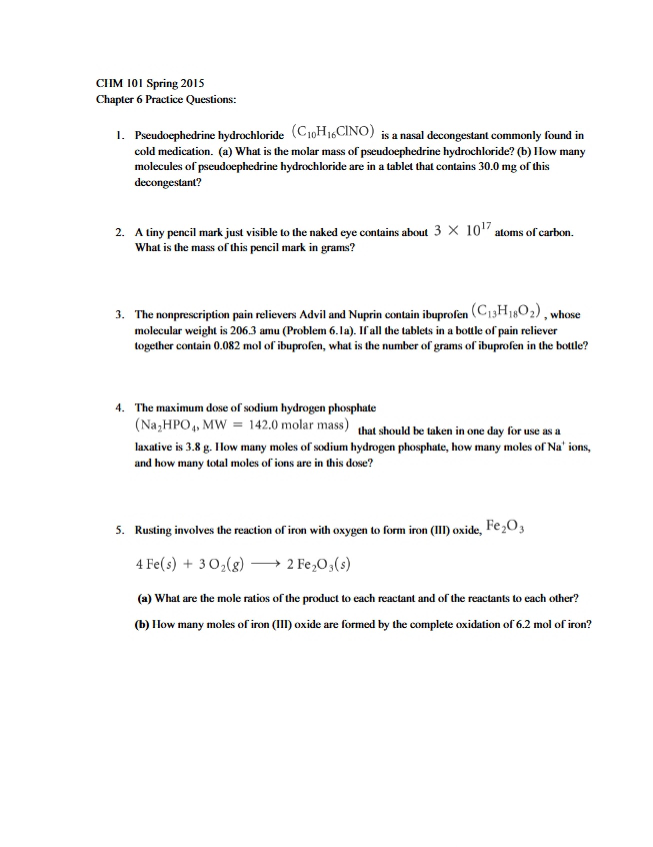 Practice Questions for Chapter Six
