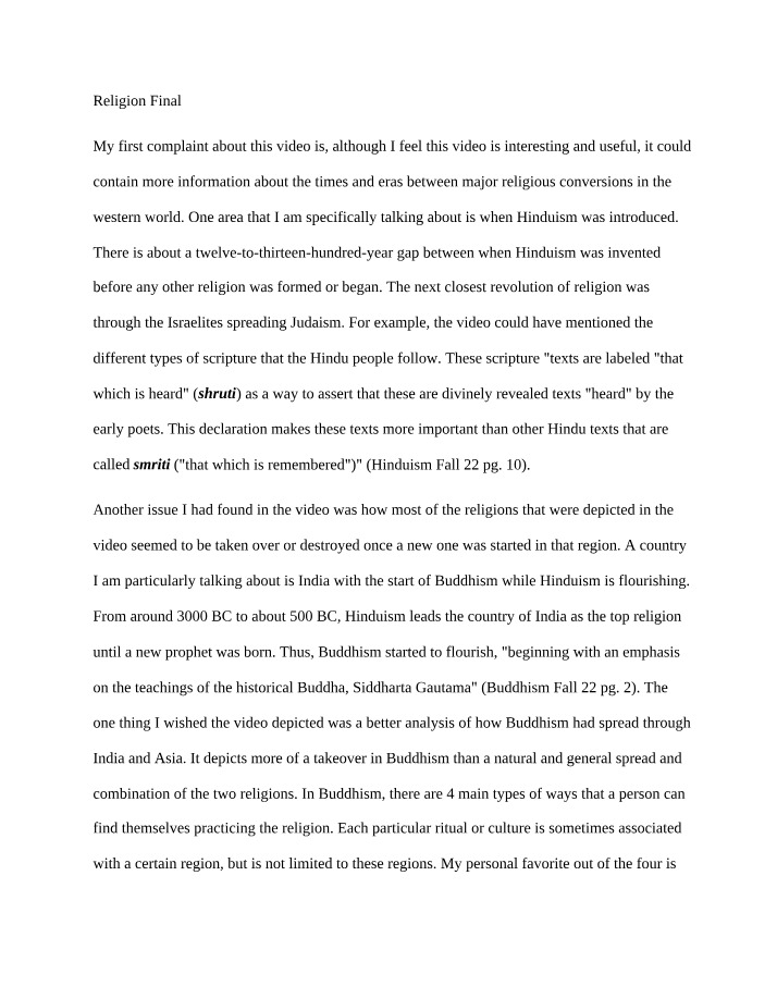 REL1000 - Religion Final