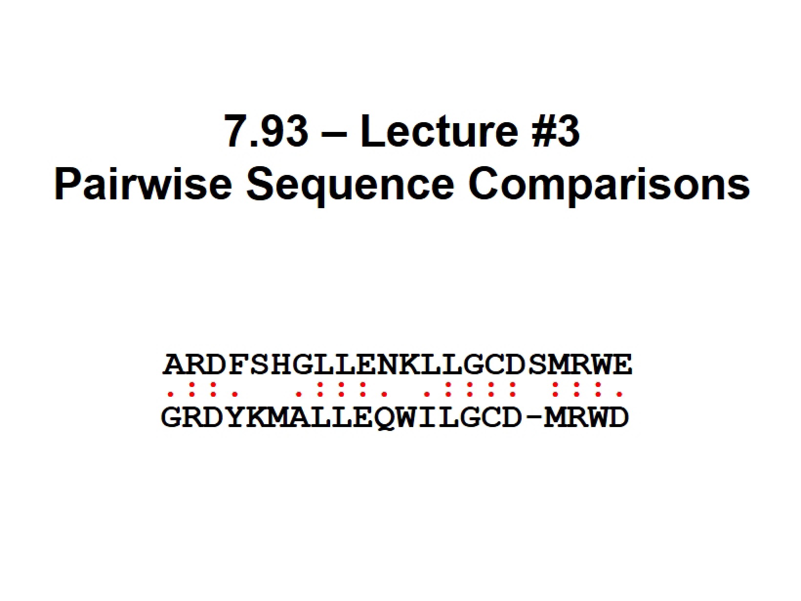 Sequence Comparisons Pairwise