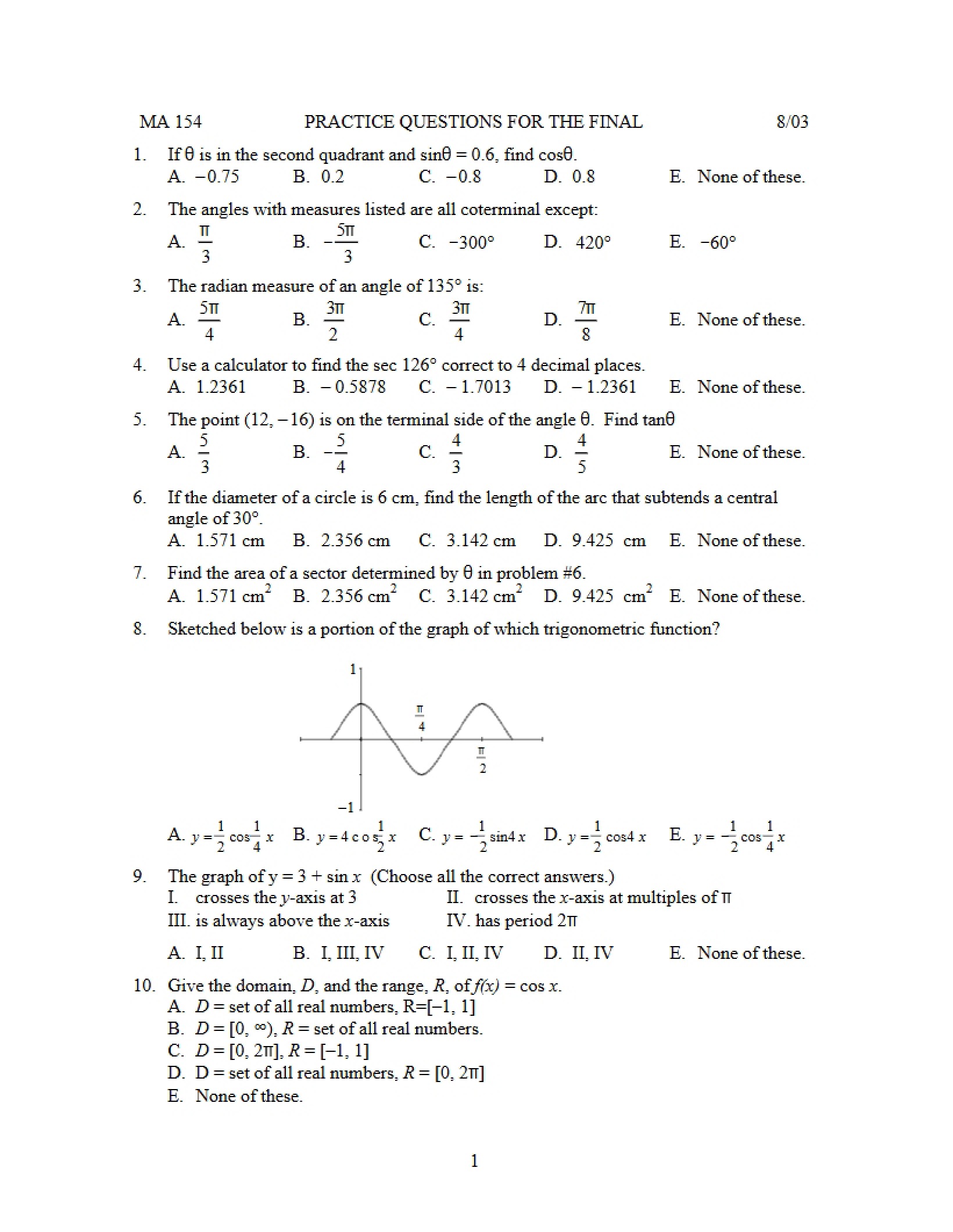 Final Exam Review Questions