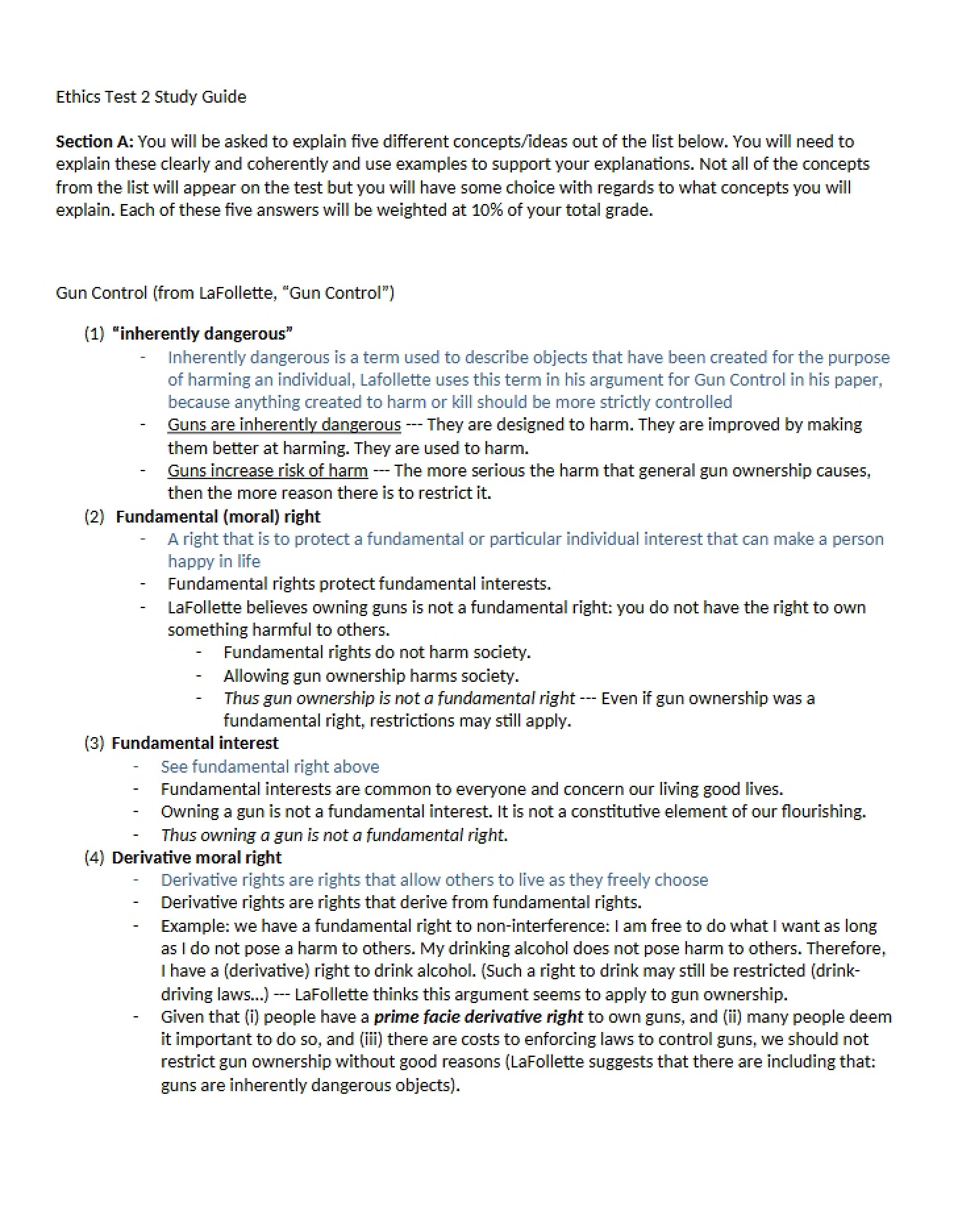 Study Guide Ethics Test 2