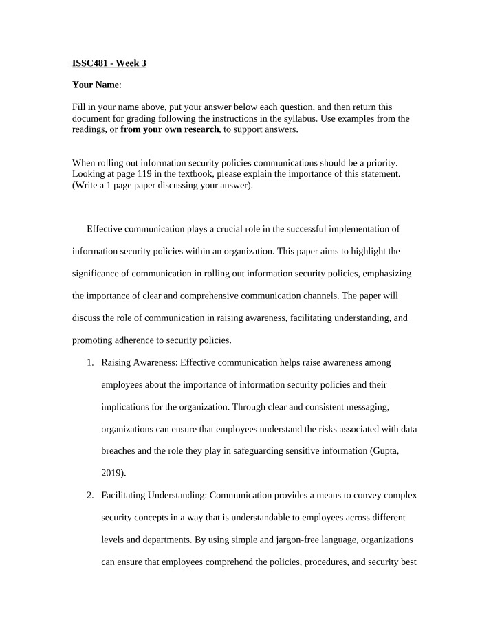 Effective Communication in Rolling Out Security Policies