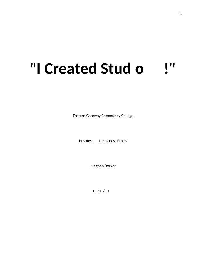 Business Ethics Case Study - I Created Studio 54!