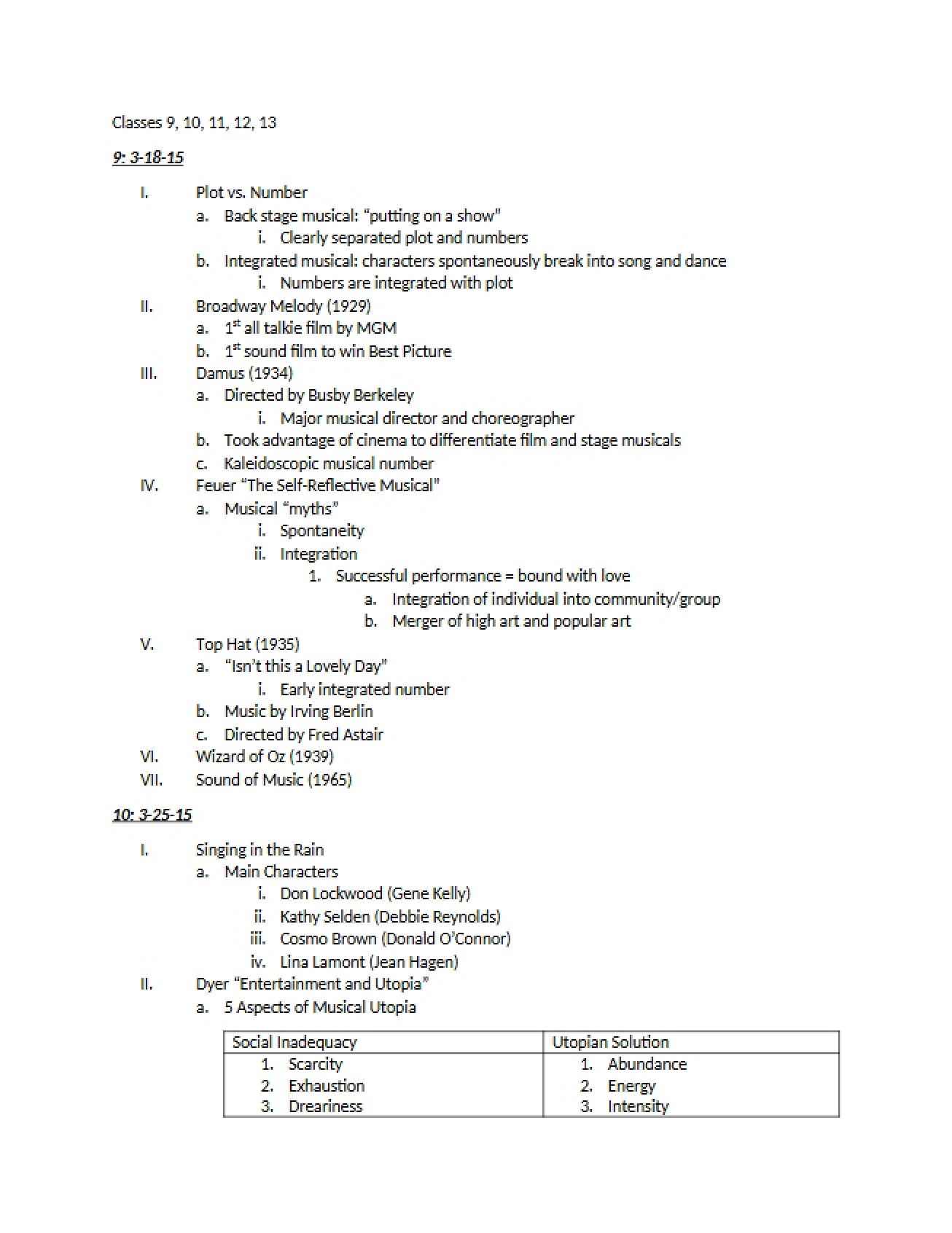 Film Music Classes - 4 Pages