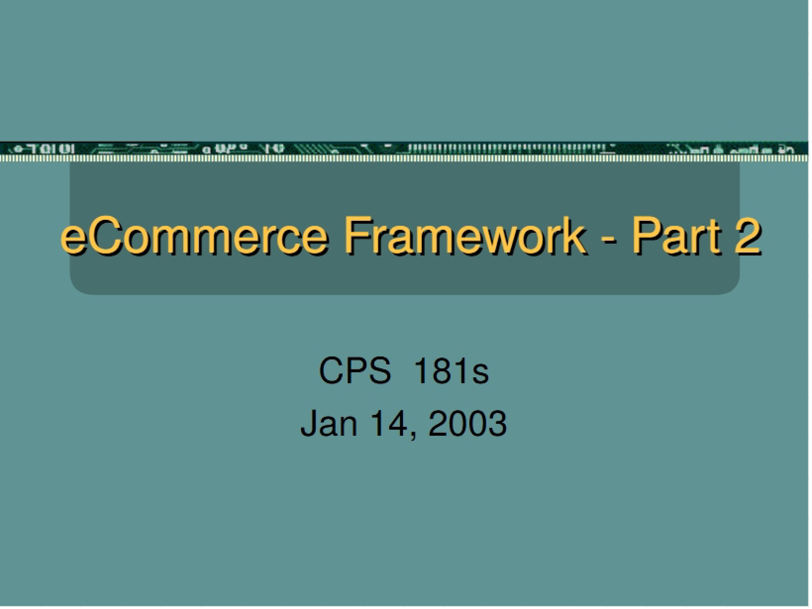 Part Two Framework for eCommerce