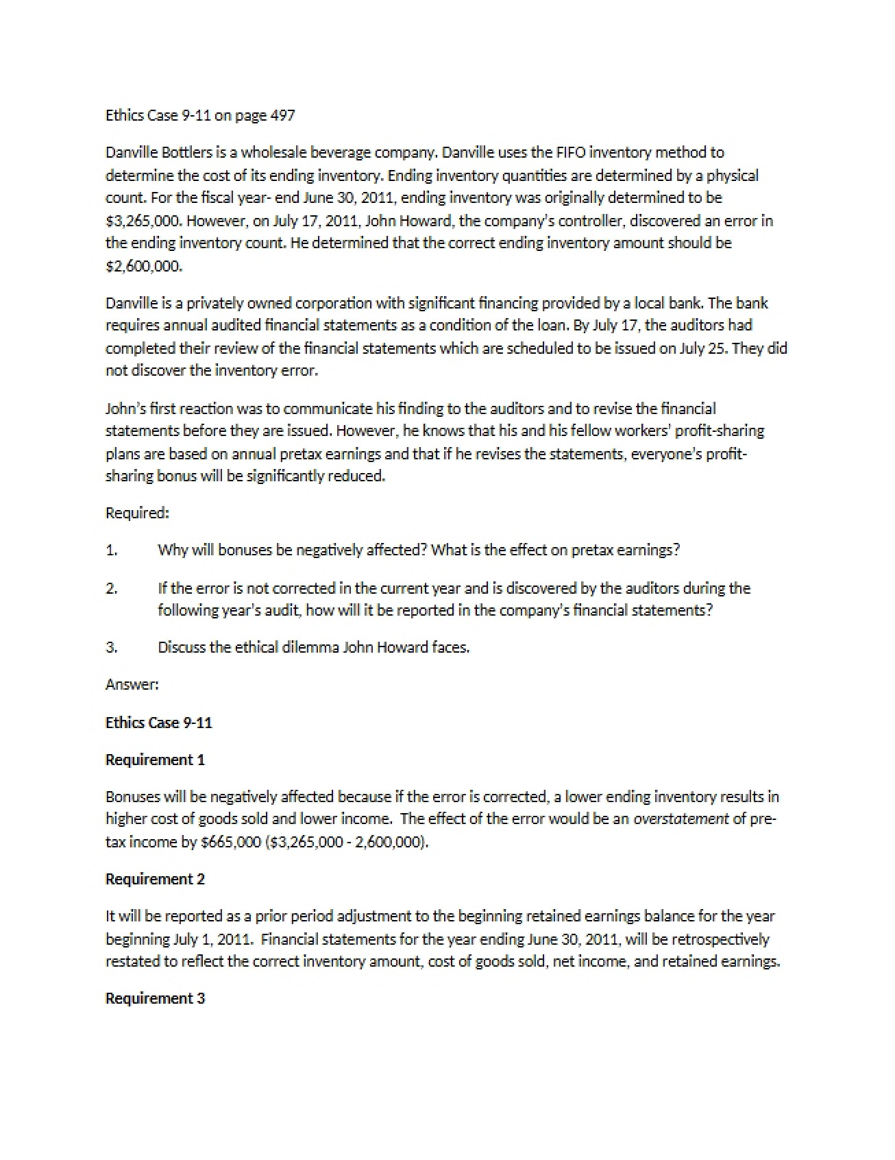 Case 9-11 Ethics