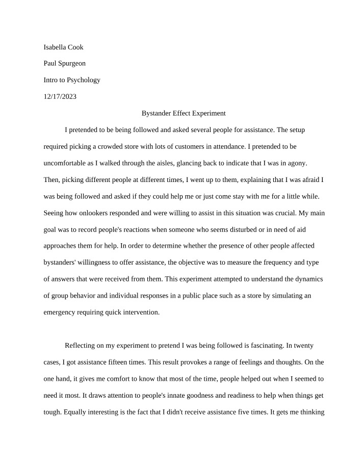 Experiment on the Bystander Effect