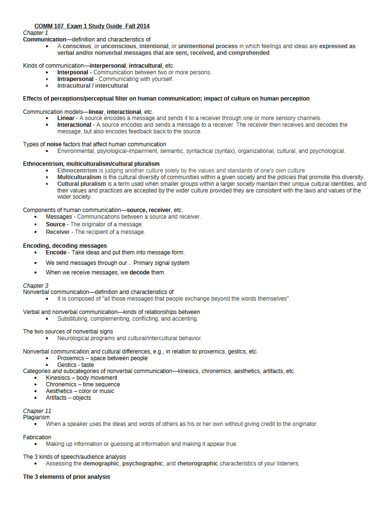 Exam 1 Study Materials