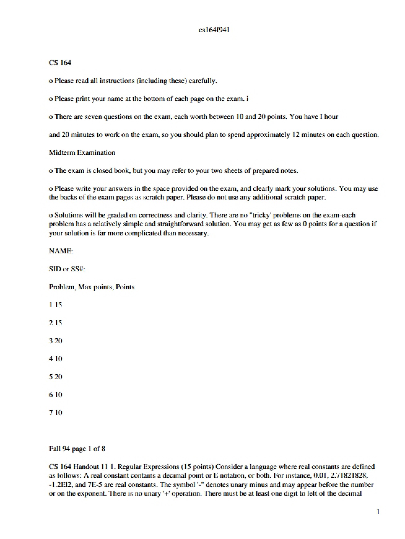 Midterm 1 Compilers