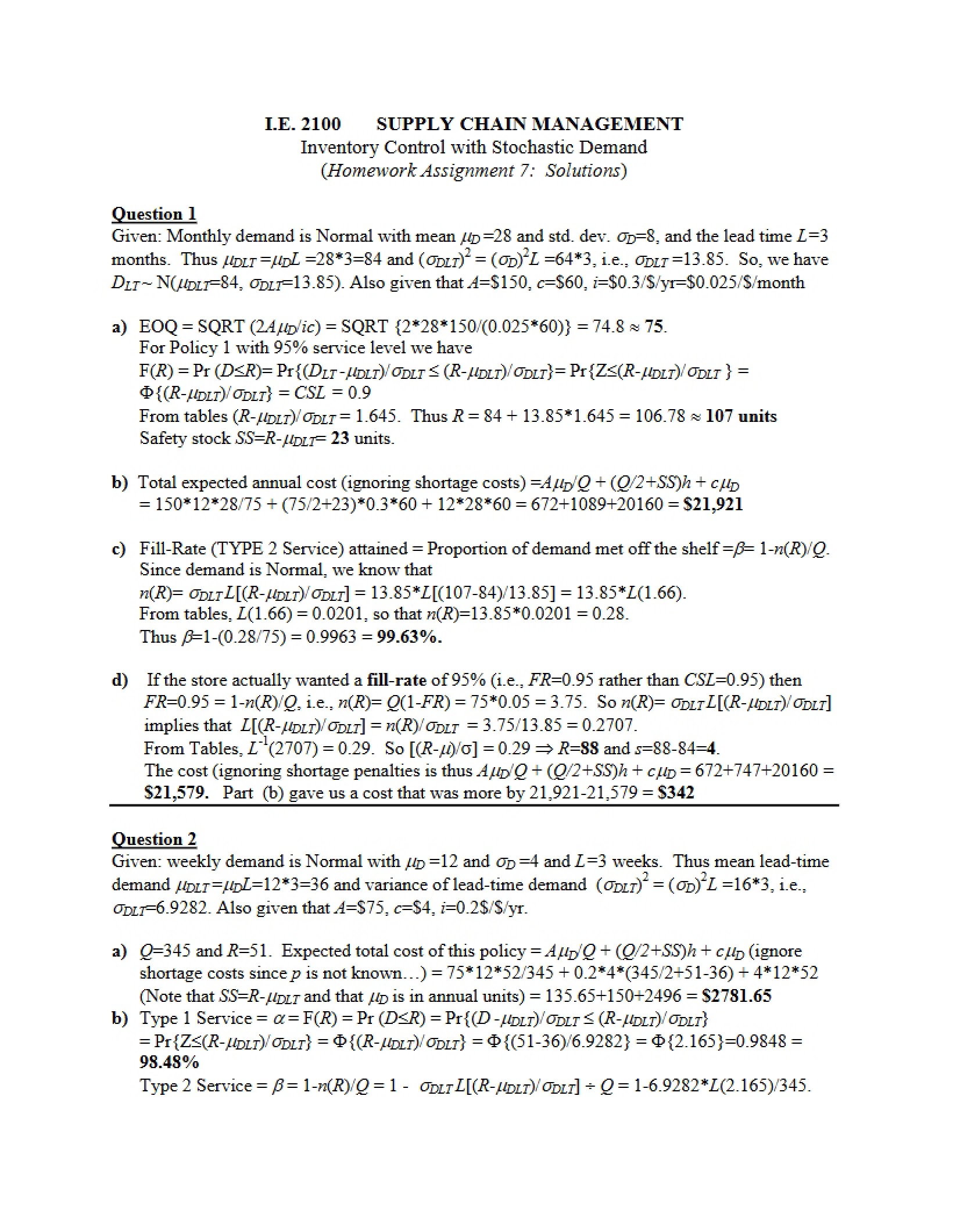 Homework 7 Solutions