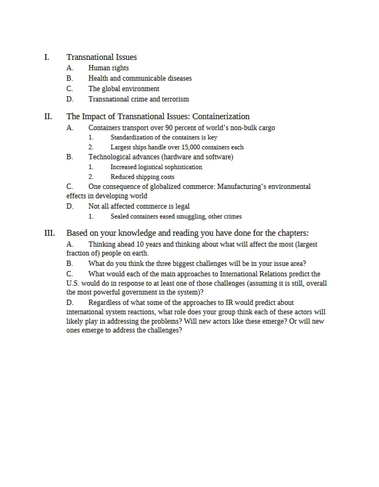 Issues Transnational