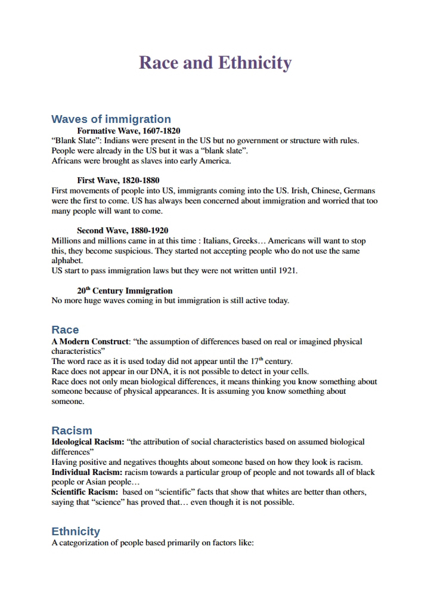 Racial and Ethnic Analysis