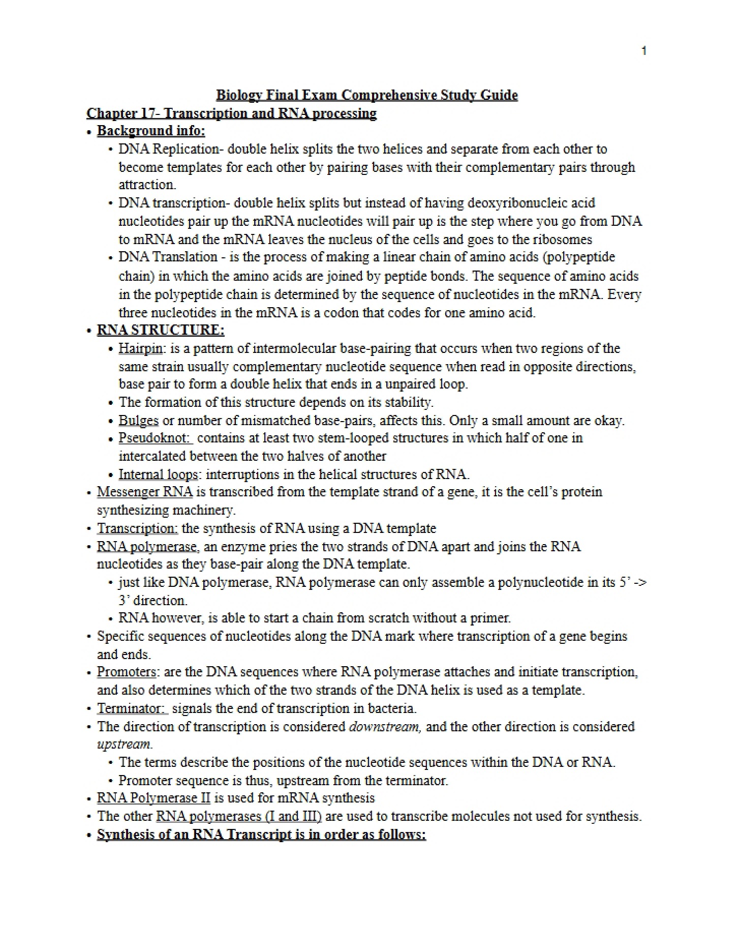Comprehensive Biology Final Roadmap