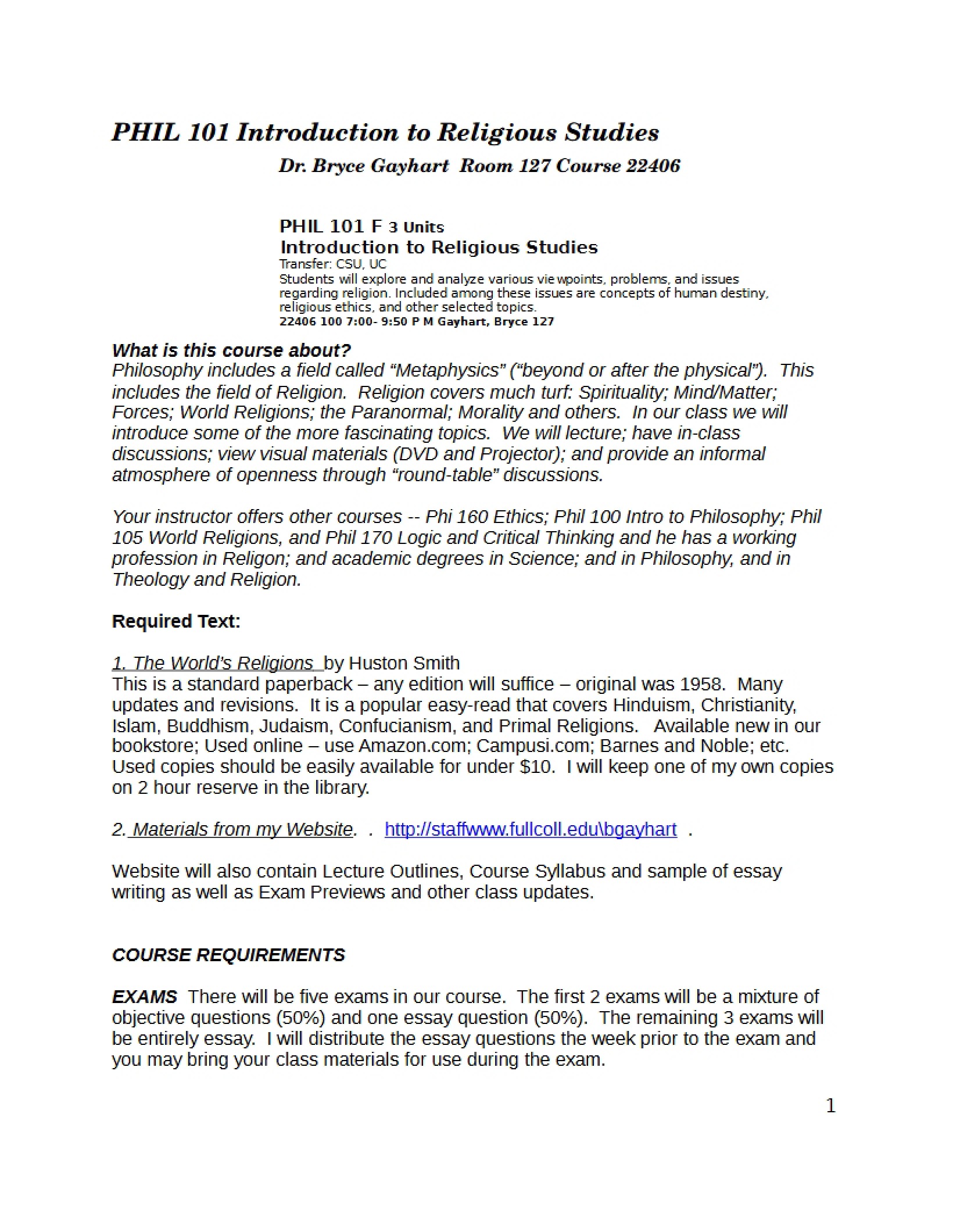 Religious Studies Syllabus (2010)