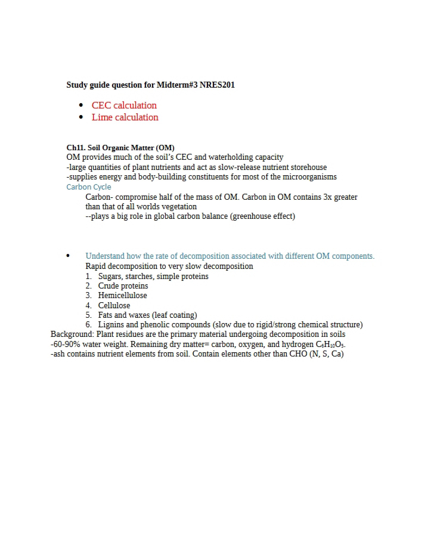 Midterm 3 Study Guide