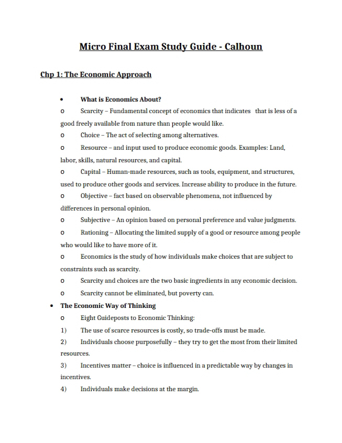 Core Concepts of the Economic Approach - ECO 2023