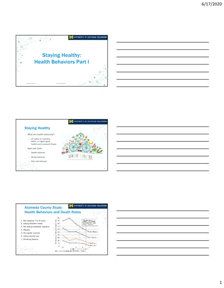 Part I - Staying Health Behaviors