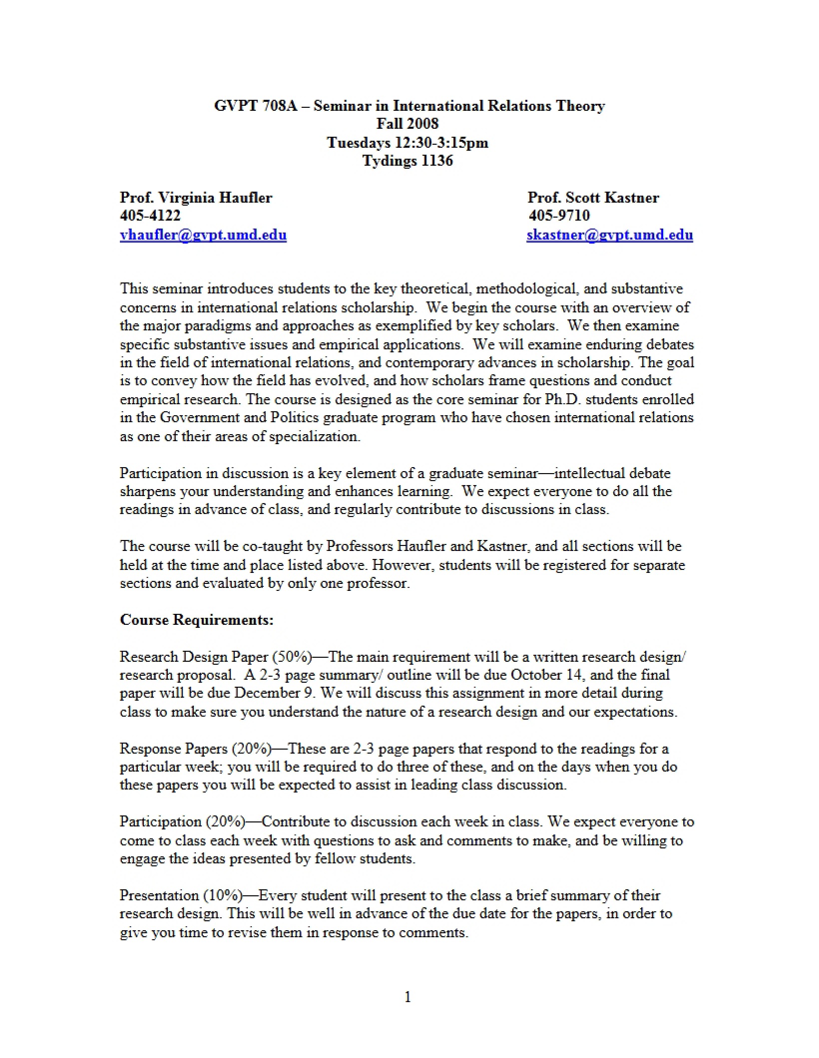 Syllabus for GVPT 708A