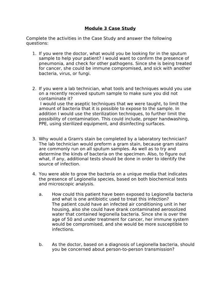 Worksheet for Module 3 Case Study