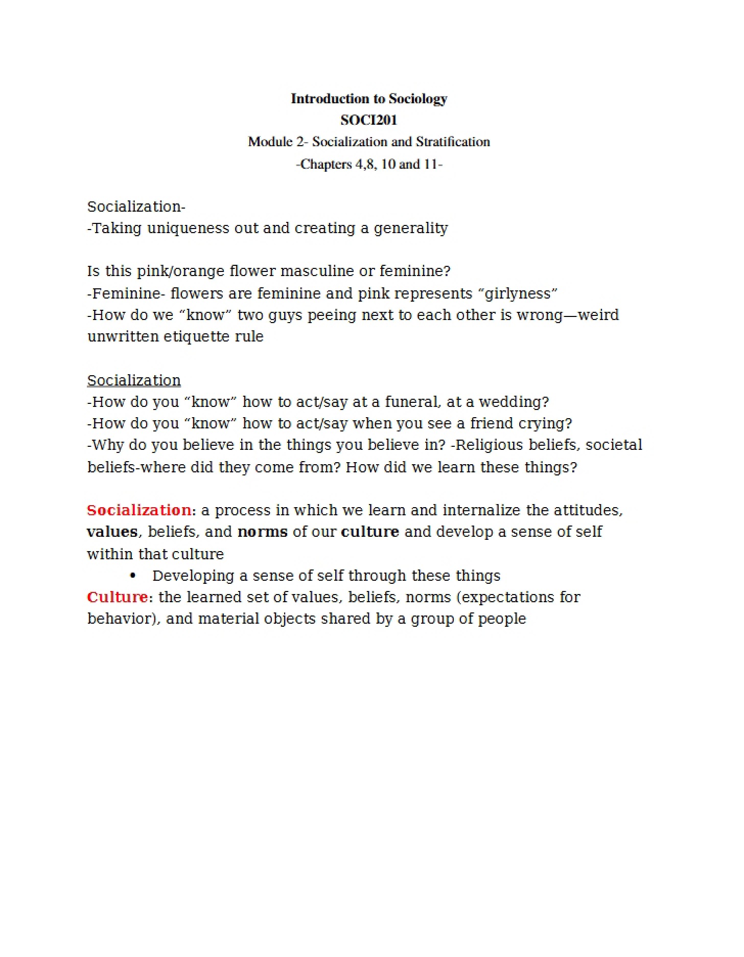 Notes from Class