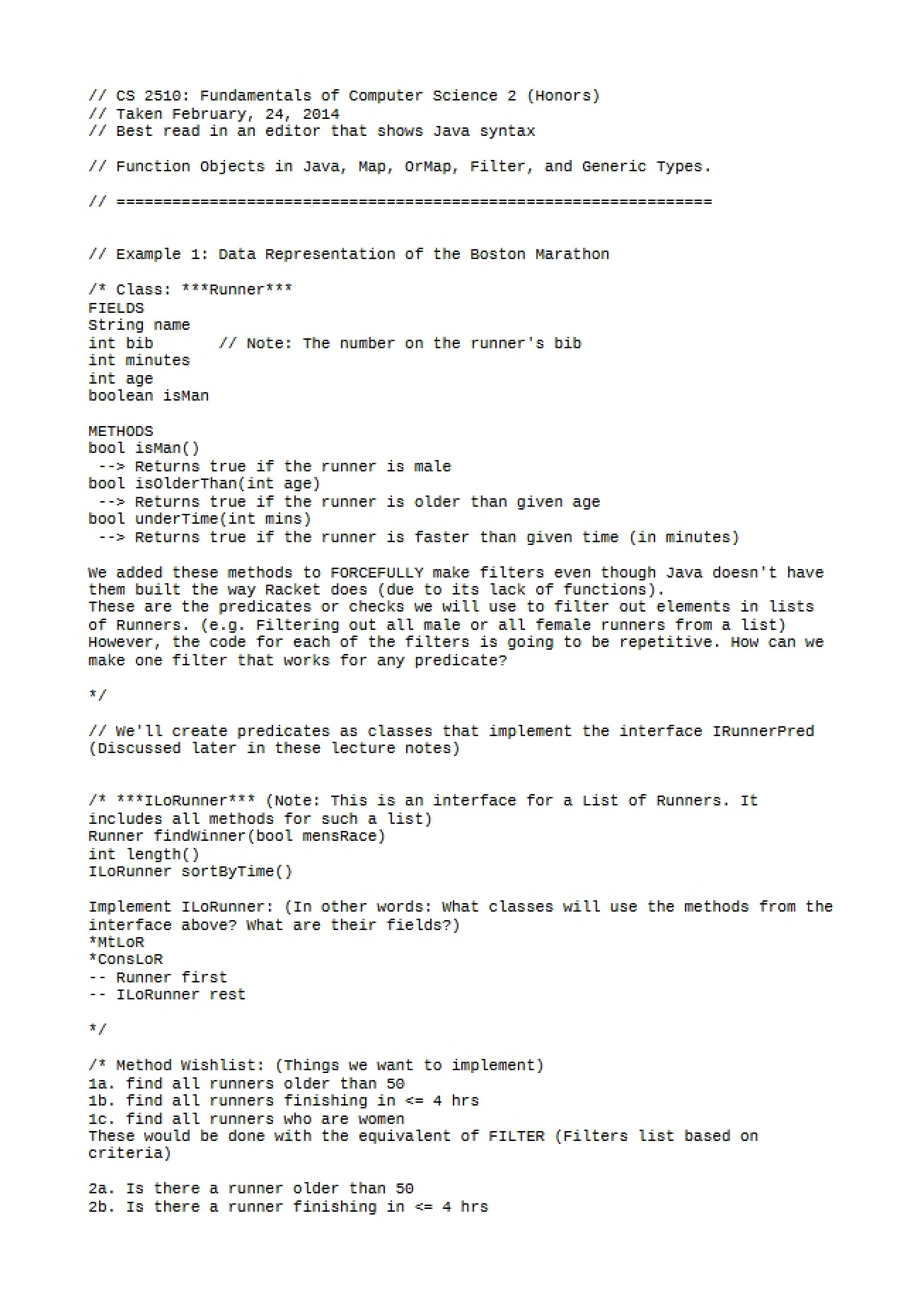 Runner Class Implementation
