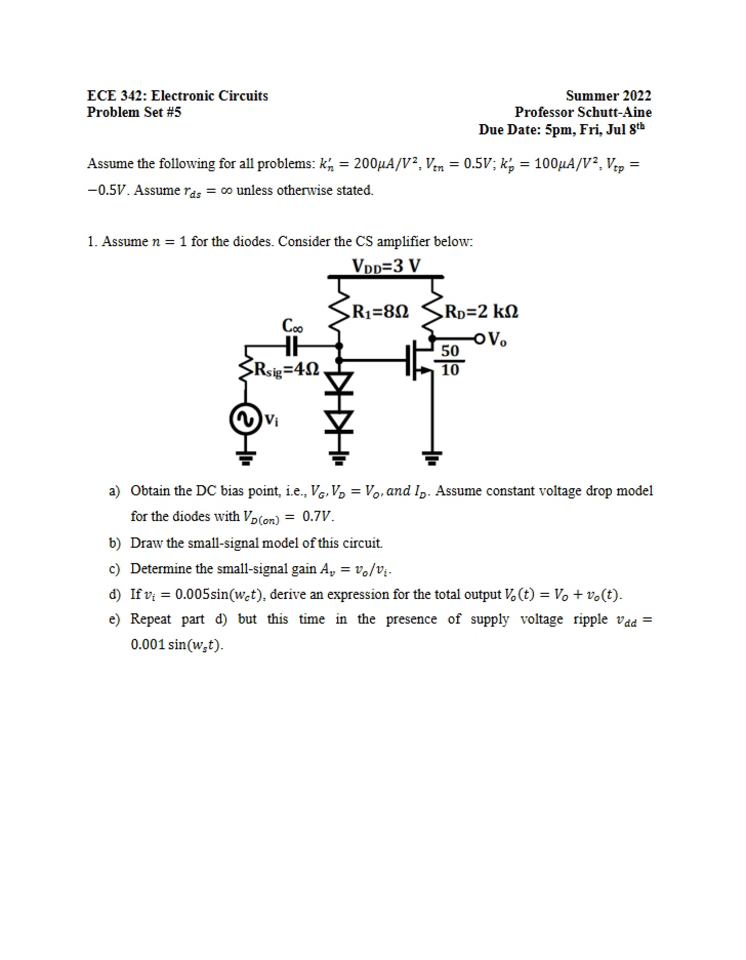 Fifth Problem Set
