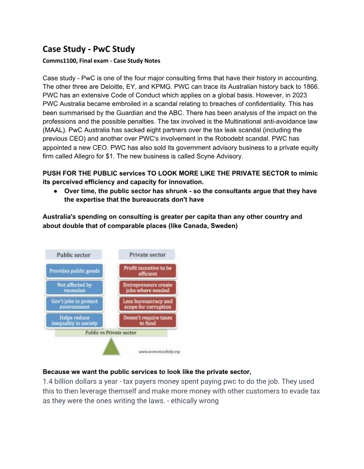 PwC Case Study Notes